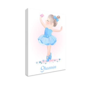 Canvas schilderij kinderen dansend meisje met vlinder - TenStickers