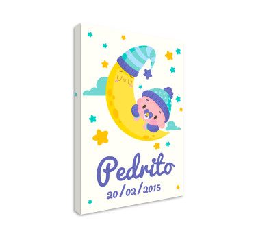 Canvas schilderij baby's slaapende baby maan - TenStickers