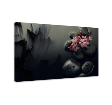 Elegante stenen en bloemen landschap canvas schilderen - TenStickers