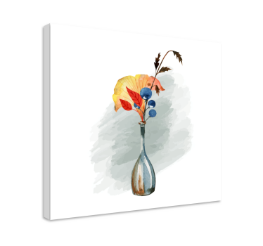 Vaas met herfstbladeren Canvas schilderij bloemen en planten - TenStickers