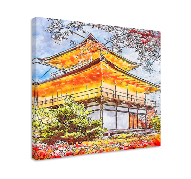 Canvas schilderij landen en steden Japanse bloeiende bomen - TenStickers