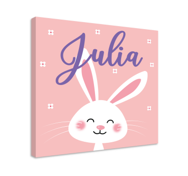 Canvas schilderij baby's gelukkige konijn karakter - TenStickers