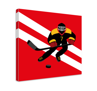 Canvas schilderij mensen Rood en geel ijshockey - TenStickers