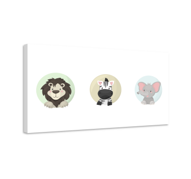 Canvas schilderij baby's Dieren ingesteld - TenStickers