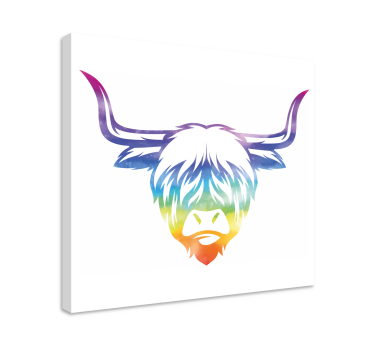 Canvas schilderij dieren kleurrijke hooglander - TenStickers