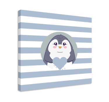 Canvas schilderij baby's schattige pinguïn omhelzing - TenStickers