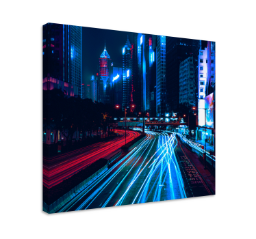 Canvas natuur landschap Stad vervagingseffect rood blauw - TenStickers