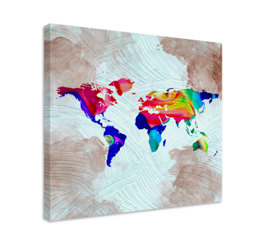 Wereldkaart canvas schilderij Veelkleurig artistiek - TenStickers