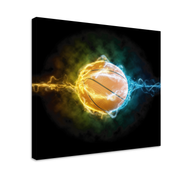 Canvas schilderij jongeren Water en vuur basketbal - TenStickers