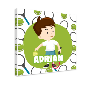 Canvas schilderij kinderen met gepersonaliseerde tennisbal - TenStickers