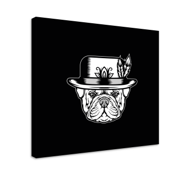 Canvas schilderij honden Buldog op zwarte achtergrond - TenStickers