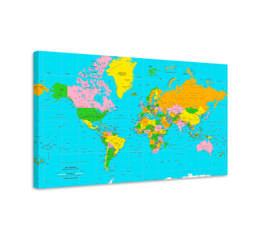 Wereldkaart canvas schilderij Gekleurd - TenStickers