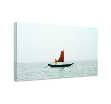 Canvas landschap zeilen met rode zeil - TenStickers
