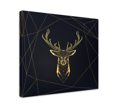 Scandinavische canvas schilderij Geometrische hert met goud - TenStickers