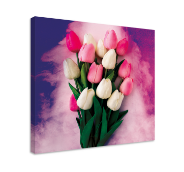 Canvas bloemen Kleurrijke tulpen - TenStickers