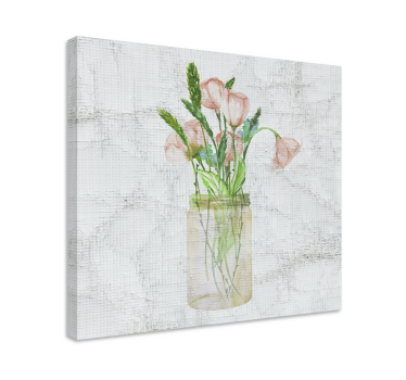 Canvas schilderij bloemen en planten roze bloemenpot - TenStickers