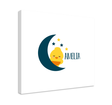 Canvas schilderij baby's slaperig kuikentje maan - TenStickers