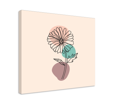 Canvas schilderij bloemen en planten enkele bloemomtrek - TenStickers