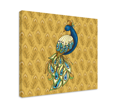 Canvas schilderij vogels Bloemen kalkoen gouden bloemen - TenStickers