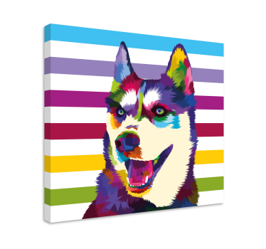 Modern canvas schilderij Hond gezicht kleurrijke pop-art - TenStickers