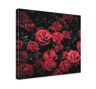Canvas bloemen Zwart en wit met rode rozen - TenStickers