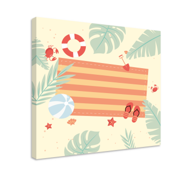Canvas schilderij bloemen en planten strandscène elementen - TenStickers