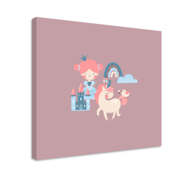 Prinses eenhoorn fantasie Canvas schilderij baby's - TenStickers
