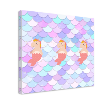 Canvas schilderij kinderen Eenhoornsirenes met vissenschubben - TenStickers