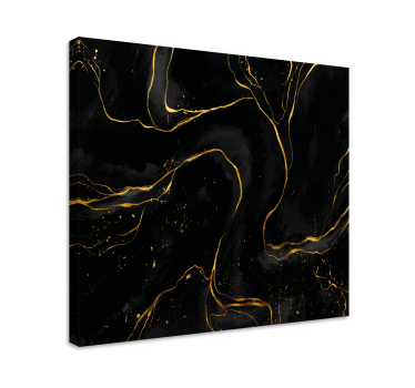 Elegante canvas schilderij Zwart en gouden marmer - TenStickers