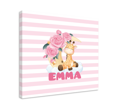 Canvas schilderij baby's schattig giraffe portret - TenStickers