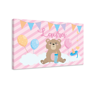 Canvas schilderij baby's schattige beer viering - TenStickers
