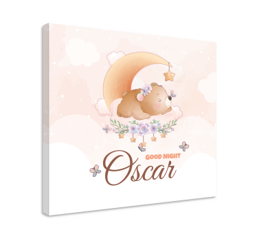 Canvas schilderij baby's goede nacht beer - TenStickers