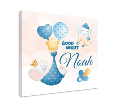 Canvas schilderij baby's goede nacht olifant - TenStickers