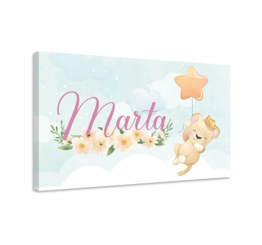 Canvas schilderij baby's schattige leeuw ballon - TenStickers