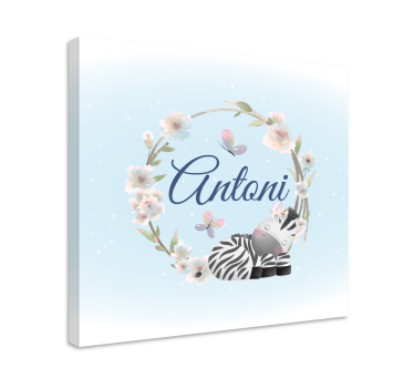Zebra bloemen ontwerp Canvas schilderij baby's - TenStickers