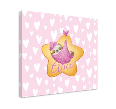 Canvas schilderij baby's slapende luiaard ster - TenStickers
