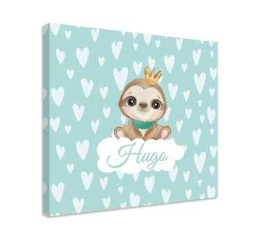 Canvas schilderij kinderkamer Schattige luiaard voor jongen met n - TenStickers