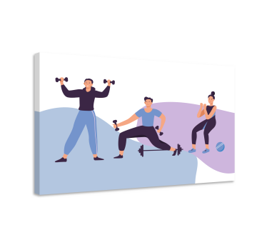 Canvas schilderij thuis Illustratie van mensen trainen - TenStickers