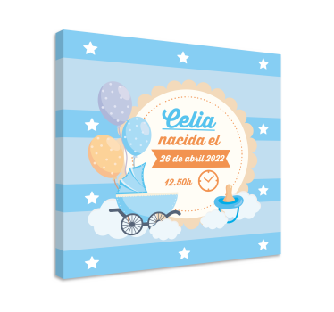 Canvas schilderij baby's geboorte aankondiging viering - TenStickers