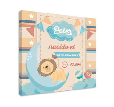 Canvas schilderij baby's leeuw maan viering - TenStickers