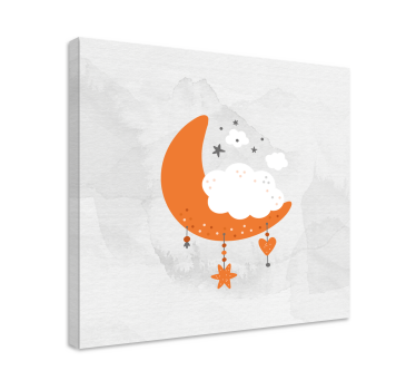 Canvas schilderij baby's wolkenmaan hangend - TenStickers