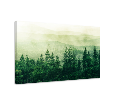 Canvas natuur landschap Groene bos heuvel boomtoppen - TenStickers