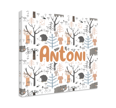 Canvas schilderij baby's schattig dierenbos - TenStickers