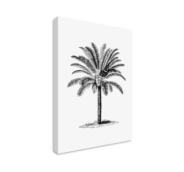 Palmboom inkt silhouet canvas schilderij - TenStickers
