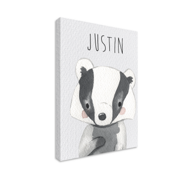 Baby das met naam Canvas schilderij kinderkamer - TenStickers