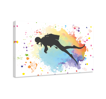 Waterverf scuba duiker canvas - TenStickers