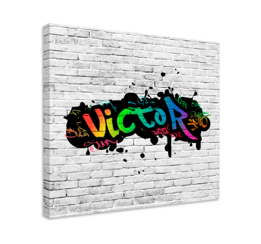 Canvas schilderij graffiti naam op stenen muur - TenStickers