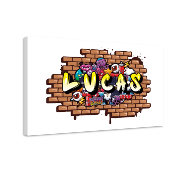 Canvas schilderij graffiti naam bakstenen muur - TenStickers