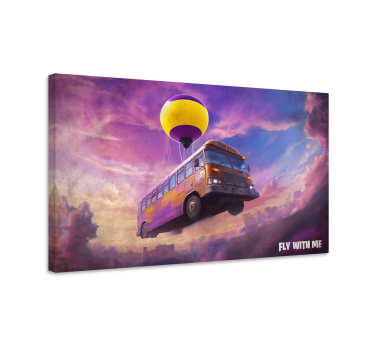 Vliegende bus videospel wereld canvas - TenStickers