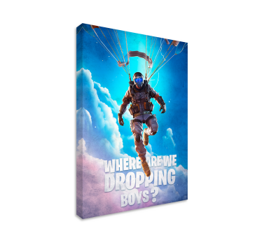 Parachute springende videogame personage canvas - TenStickers
